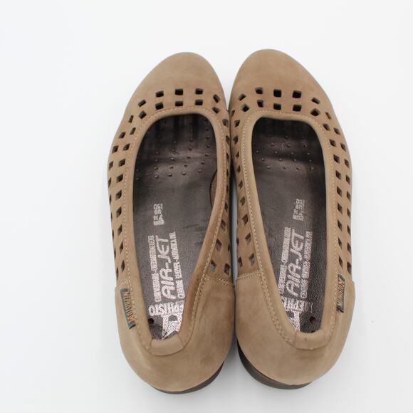 Mephisto Suede Ballet Flat Womens Size 10 Taupe Slip On Comfort Shoe Minimalist - Picture 6 of 10